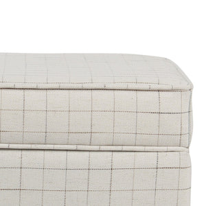 English Elm Wooden Grid Fabric Storage Ottoman with Tapered Walnut Legs for Living Room B056P417123