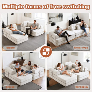 English Elm 104" Boneless Chenille Sectional Sofa with Chaise Deep Memory Foam Seats Living Room Light Grey W3565S00022