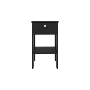English Elm Nightstand, Black Wenge Engineered Wood with 1 Drawer & Open Shelf, Compact Elevated Design for Small Spaces B097P369428