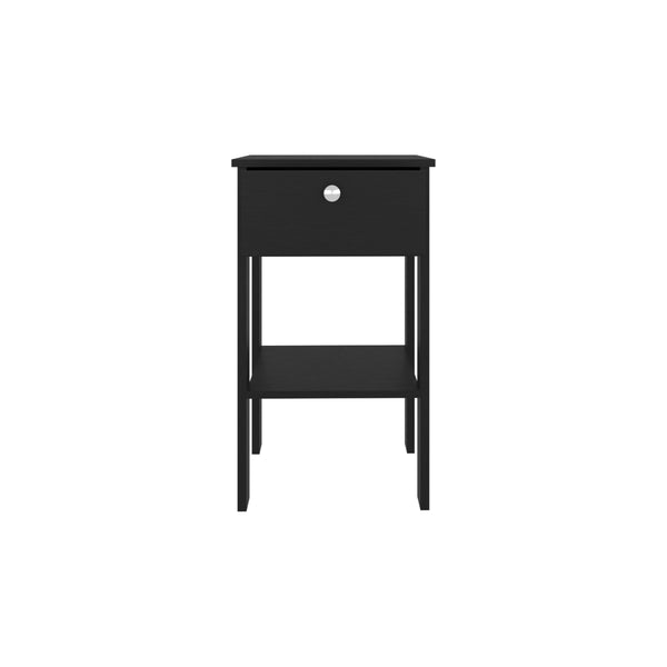 English Elm Nightstand, Black Wenge Engineered Wood with 1 Drawer & Open Shelf, Compact Elevated Design for Small Spaces B097P369428
