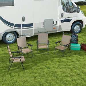 English Elm Outsunny Folding Patio Chairs Set Of 4 - Comfortable, Portable Camping Chairs With Armrests & Cup Holders W2225P174091-GIGA