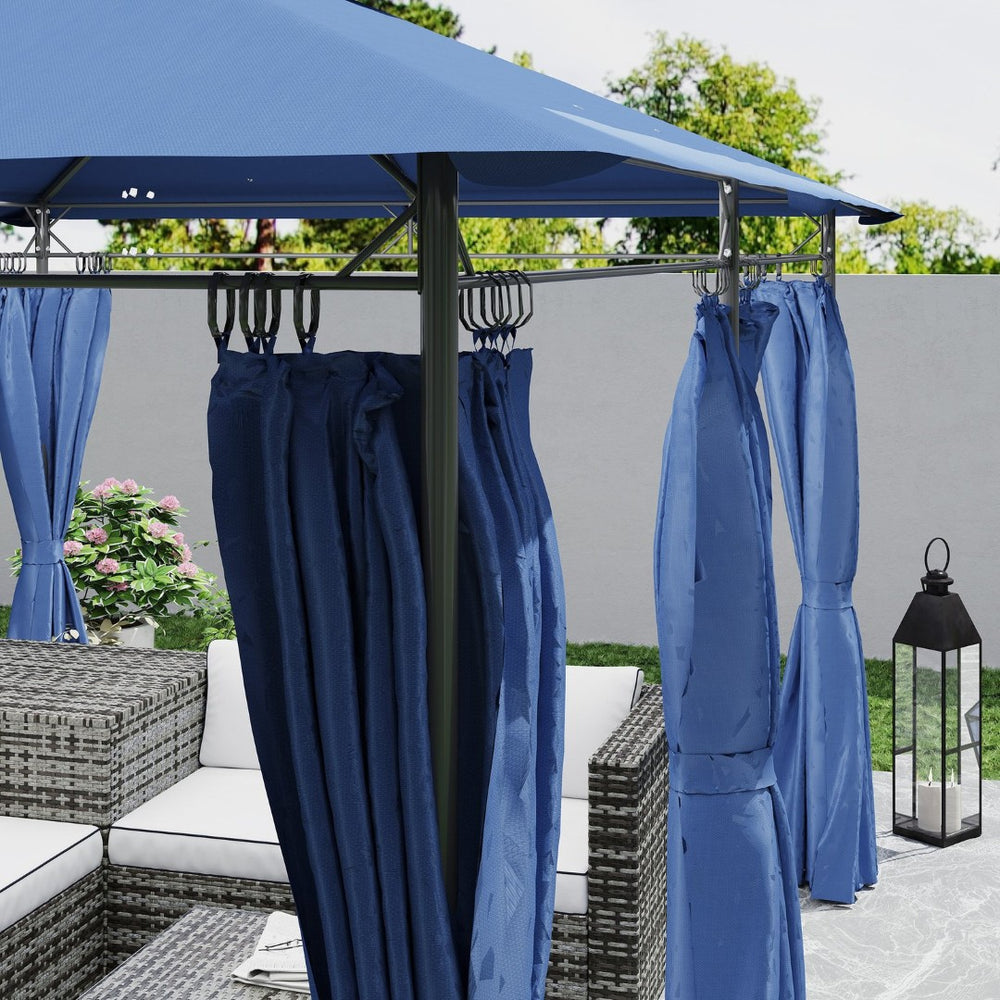 English Elm Outsunny Double Roof Patio Gazebo with Curtains Powder Coated Metal Frame Seats 12 W2225P485583