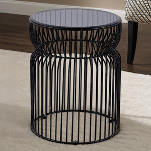 English Elm ET901 Sleek Contemporary Metal Frame End Table with Tinted Tempered Glass Top, 21" Height, Modern Accent Black B009P306197
