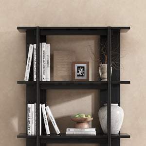 English Elm Christopher Knight Home® - 4-Tier Acacia Wood Bookcase with Anti-Tip Kit, Heavy-Duty Open Shelves Holds 120 lbs Each, Sleek Storage Solution Ebonized Finish N758P294084E