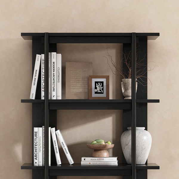 English Elm Christopher Knight Home® - 4-Tier Acacia Wood Bookcase with Anti-Tip Kit, Heavy-Duty Open Shelves Holds 120 lbs Each, Sleek Storage Solution Ebonized Finish N758P294084E