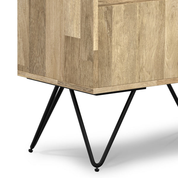 English Elm Hunter Tall Bookcase Natural Mango Wood with Drawer & Hairpin Legs, Industrial Modern Storage Shelf B136P238609