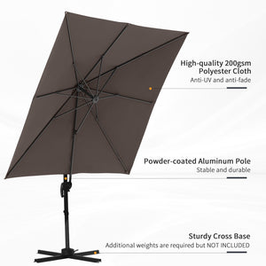 English Elm Outsunny 8Ft Cantilever Patio Umbrella With 360° Rotation, Adjustable Tilt, And Durable Design W2225P174152-GIGA