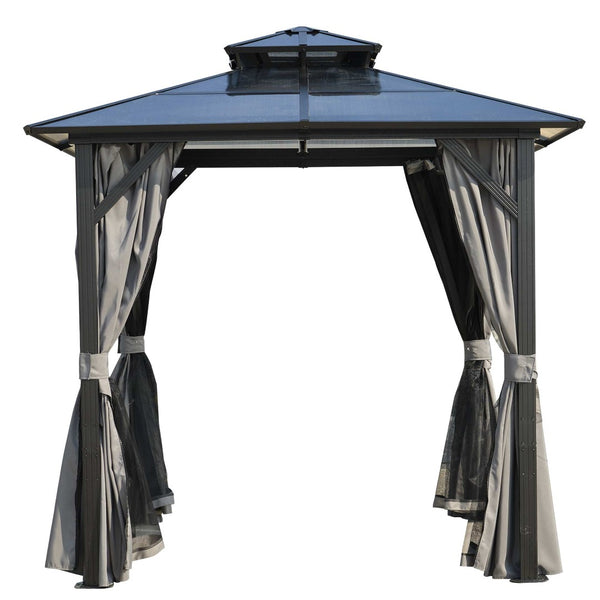 English Elm Outdoor Grill Gazebo 8X8Ft - Stylish Hardtop Bbq Shelter With Uv Protection & Storage Hooks For Patio W765P269610-GIGA