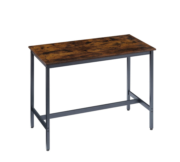 English Elm Pub Industrial Style 7-Piece High Dining Set with Steel Frame, PU Padded Bar Chairs, Adjustable Feet Rustic Brown W1668P193691