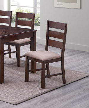 English Elm Contemporary Cherry 7pc Dining Set with Melamine Top, Solid Wood Legs, Fabric Cushion Seats, 59" Table B011S00977