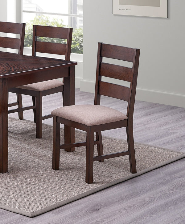 English Elm Contemporary Cherry 7pc Dining Set with Melamine Top, Solid Wood Legs, Fabric Cushion Seats, 59" Table B011S00977