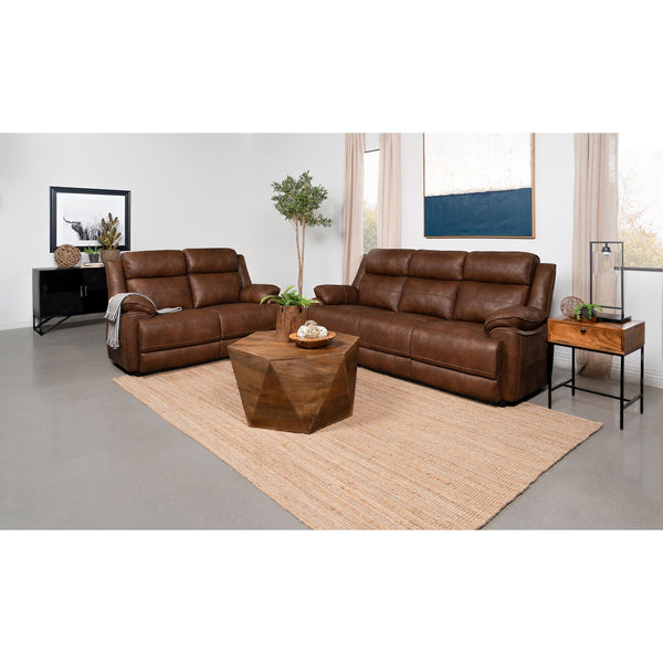 English Elm Worthington Dark Brown Upholstered 2-Piece Sofa Set with Plush Cushions Pillowtop Arms Cozy Seating B062S01114