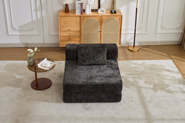 English Elm Compression Convertible Floor Sofa Bed - Versatile Modular Seating & Sleeping Solution In Black W3723P345653