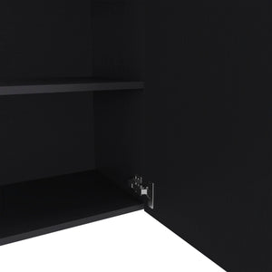 English Elm Wall Engineered Wood Cabinet with Single Door and Two Shelves for Kitchen Storage, Modern Durable Design Black 25.59 L x 21.26 W x 4.33 H B097P250866