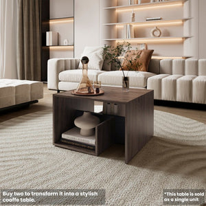 English Elm Side Table Sallis - Compact Dark Walnut Accent Table For Living Rooms, Storage & Style Combined! B092P309182-GIGA