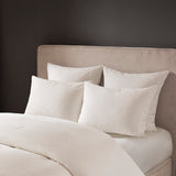 N Natori Hanae Transitional Cotton Blend Yarn Dyed 3 Piece Comforter Set NS10-3243 White