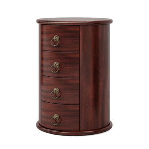 English Elm Wood Round Nightstand Four Drawer Solid Mid Century Modern Bedside Storage Table T3971P451421