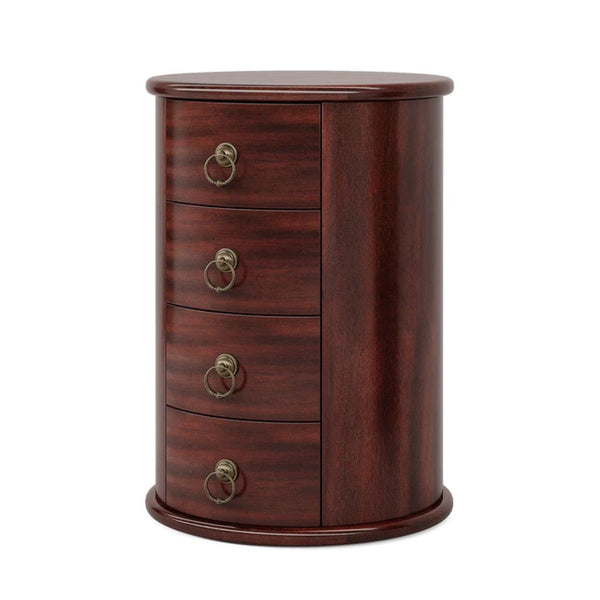 English Elm Wood Round Nightstand Four Drawer Solid Mid Century Modern Bedside Storage Table T3971P451421