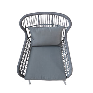 English Elm Christopher Knight Home® - SOUTHPORT Woven Rope Club Chair with Steel Frame, Water‑Resistant Cushions & Bohemian Outdoor Style Dark Gray 62329.00CGRY