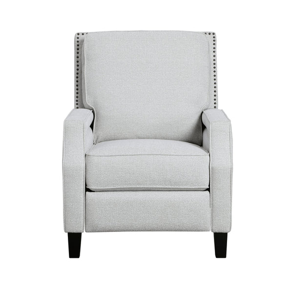 English Elm Push Push Back Reclining Chair Gray Chenille with Nailhead Trim Transitional Comfort Seat Recliner 93 B011P264613