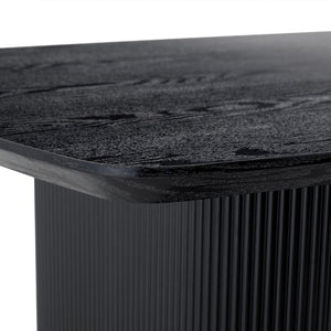 English Elm Table Set: Modern Black Wood Grain Dining Table With 4 Stylish Pu Chairs For Elegant Dining Experience W1151S04180-GIGA