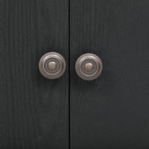 English Elm U-Style Ash Veneer Four-Door Storage Cabinet with Curved Legs, 220lb Top Capacity for Hallways Black N711P241277B