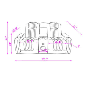 English Elm Duran Power Reclining Loveseat with Adjustable Headrests Led Lighting and Bluetooth Grey B201P412680