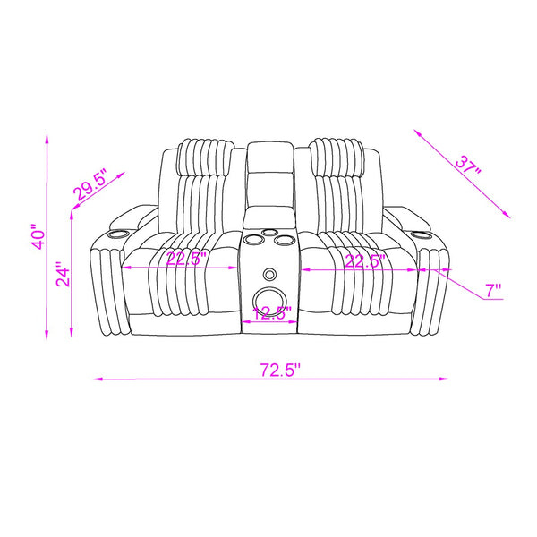 English Elm Duran Power Reclining Set with Led Lighting Bluetooth Speaker and Motorized Headrest Grey B201S00477