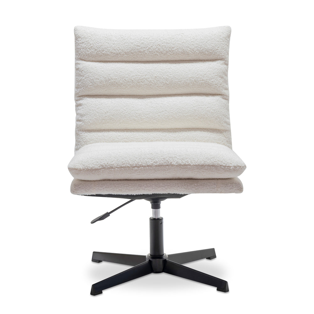 English Elm Beige Teddy Swivel Accent Chair 360° Plush Mid-Century Lounge Chair Armless Wide Curved Supportive W1164P239087