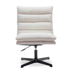 English Elm Beige Teddy Swivel Accent Chair 360° Plush Mid-Century Lounge Chair Armless Wide Curved Supportive W1164P239087