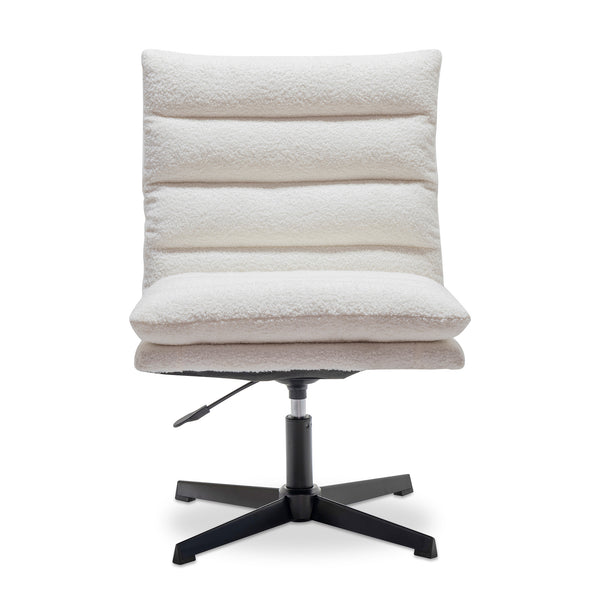 English Elm Beige Teddy Swivel Accent Chair 360° Plush Mid-Century Lounge Chair Armless Wide Curved Supportive W1164P239087