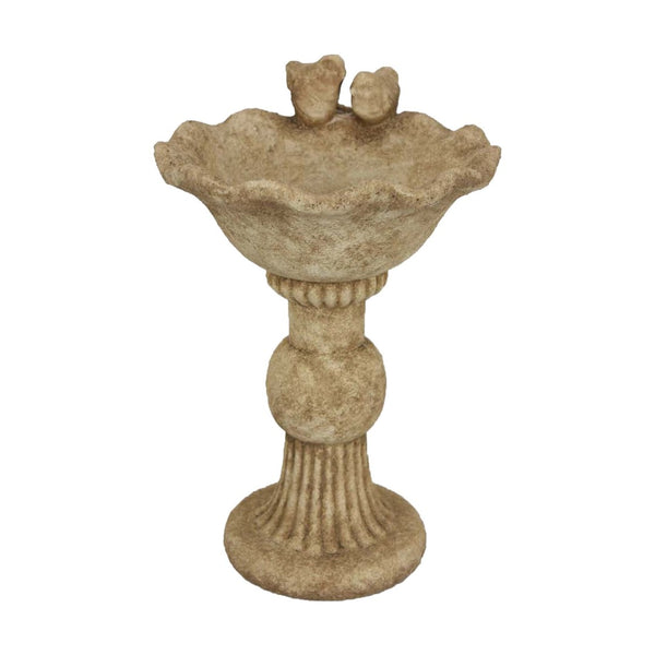 English Elm Ivina Terracotta Bird Bath Feeder Rustic Garden Ornament with Scalloped Basin Brown B056P416950