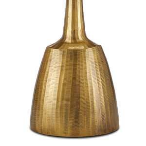 Cheenee Antique Brass Table Lamp – Modern Brutalist Design with Textured Linen Shade, 33.5” Height