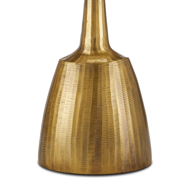 Cheenee Antique Brass Table Lamp – Modern Brutalist Design with Textured Linen Shade, 33.5” Height