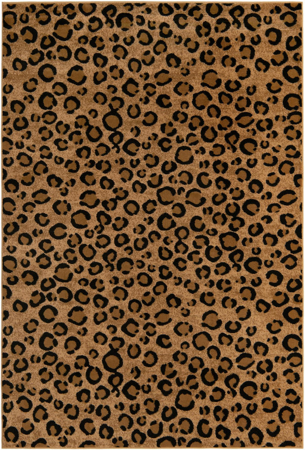 Unique Loom Wildlife Leopard Machine Made Animal Print Rug Light Brown, Black/Light Brown/Tan 6' 1" x 9' 0"
