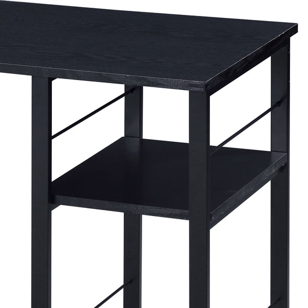 English Elm Black Modern 2-Shelf Rectangular Writing Desk with Metal Base, Spacious Surface and Open Storage (98) B062P184552