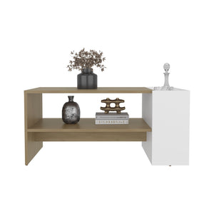 English Elm Smart Minimalist Coffee Table with Open Shelf and Side Compartment for Living Rooms B128P473974