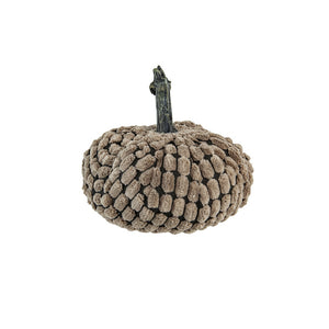 English Elm Set of 3 Chenille Weighted Pumpkins for Fall Décor with Realistic Stem, Farmhouse Harvest Tabletop Accents Dark Brown W2078P246683