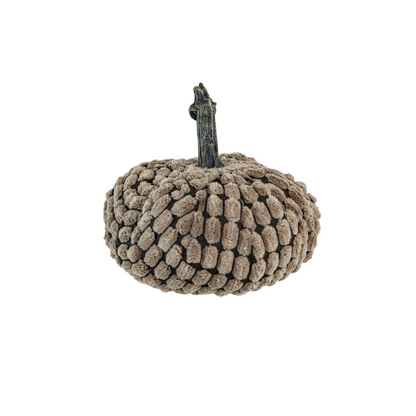 English Elm Set of 3 Chenille Weighted Pumpkins for Fall Décor with Realistic Stem, Farmhouse Harvest Tabletop Accents Dark Brown W2078P246683