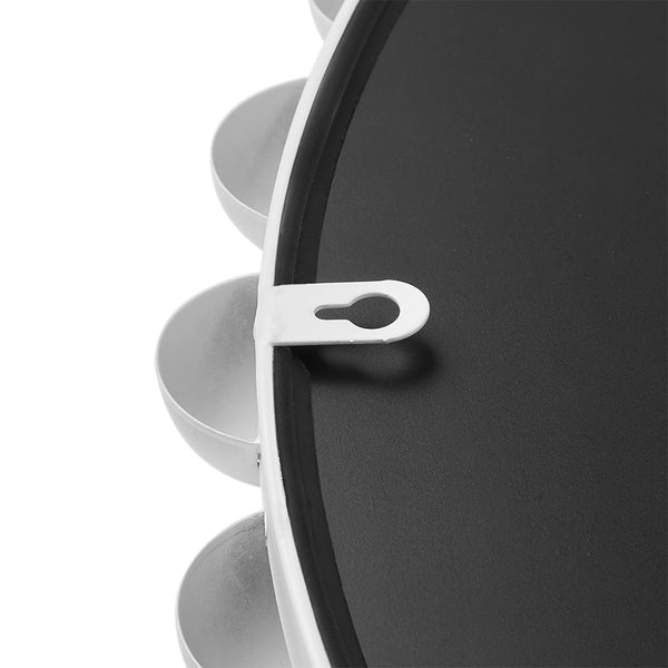 JLA Home Madison Park Signature - 27" Beaded Metal Round Wall Mirror with Matte Frame, HD Glass, Vintage-Modern Accent for Entryways White MPS95F-0042