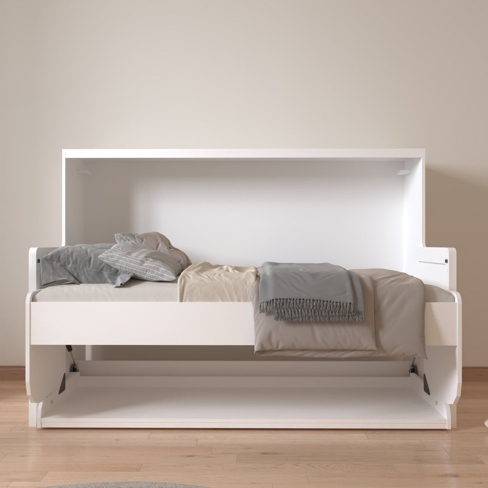 English Elm Murphy Space-Saving Bed with Built-In Desk — Foldaway Horizontal or Vertical Cabinet for Small Rooms W331S00149