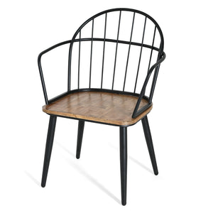 English Elm Christopher Knight Home® - Indoor Dining Set With Metal Legs 5-Piece Light Birch & Black Industrial Table and 4 Chairs, Sturdy N768P228001L_4_N768P228022L