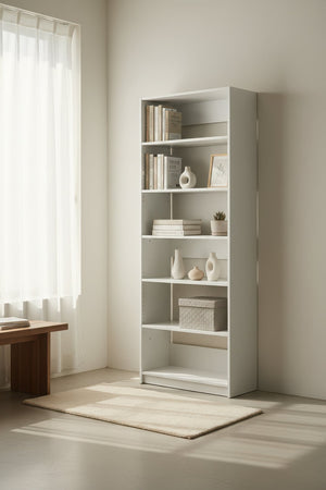 English Elm Prosper 32" White Wood Walk-In Closet System with Freestanding Design, Oak Finish, Durable Melamine Storage B040P407431