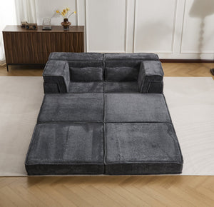 English Elm Compression Modular Sofa Bed - Cozy Convertible Design In Plush Fleece, No Assembly, Perfect For Small Spaces W3723S00029