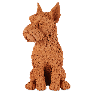 Oscar the Scottish Terrier Sculpture - Whimsical Terracotta Art by Nhut Nhathawut, 23.5" Tall