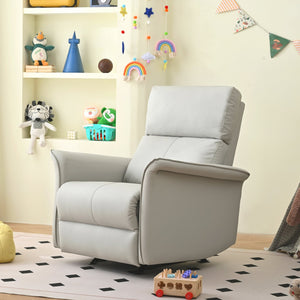 English Elm Manual Rocker Recliner Chair In Soft Pu Leather - Space-Saving Comfort For Nurseries & Living Rooms W1028S00048