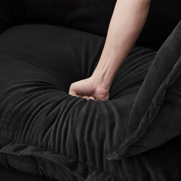 English Elm Modern Armchair Sofa Cozy Chenille Upholstered 47" Chair with Movable Ottoman, Wide Seat Comfortability Black N719P292695B