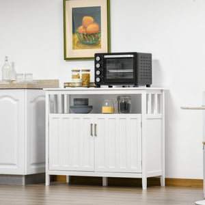 English Elm HOMCOM Modern Kitchen Sideboard Buffet with 2 Doors, Adjustable Shelves, Anti-Tip Design White W2225P173880