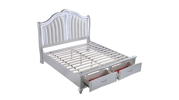 English Elm Mystic King Bed With Upholstered Led Headboard, Crystal Accents & Under-Bed Storage For Style B009S01655