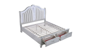 English Elm Mystic 5-Piece Queen Bedroom Set With Upholstered Led Headboard, Dresser, Mirror & Glam Storage B009S01670